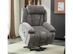 Poltrona de massagem elétrica - 95 x 94 x 107 cm - com massagem de 8 pontos + função de aquecimento e elevação - tecido - cinza