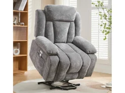 Poltrona de massagem elétrica - 95 x 94 x 107 cm - com massagem de 8 pontos + função de aquecimento e elevação - tecido - cinza