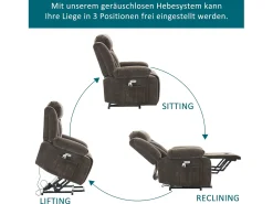 Poltrona de massagem elétrica - 95 x 94 x 107 cm - com massagem de 8 pontos + função de aquecimento e elevação - tecido - marrom