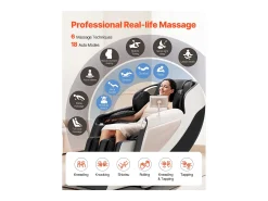 Poltrona de Massagem SucceBuy com Calha SL, Poltrona de Relaxamento e Massagem Reclinável 3D, Zero Gravity, 18 Modos Automáticos, Aquecimento, com Pedal Retrátil
