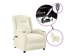 Poltrona de massagens elétrica couro artificial branco