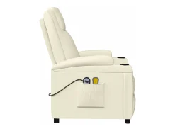 Poltrona de massagens elétrica couro artificial branco