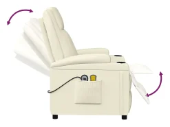 Poltrona de massagens elétrica couro artificial branco