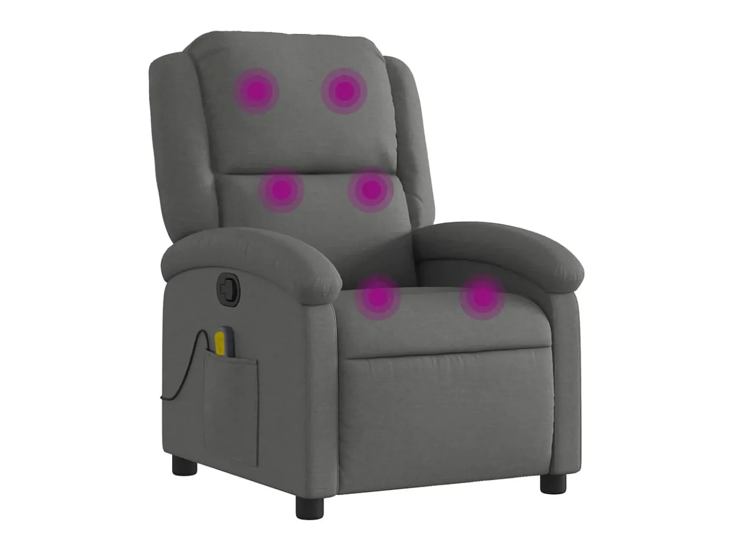 Poltrona de massagens reclinável tecido cinzento-escuro