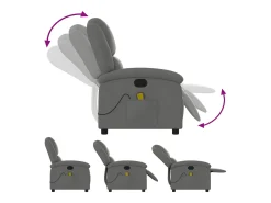Poltrona de massagens reclinável tecido cinzento-escuro