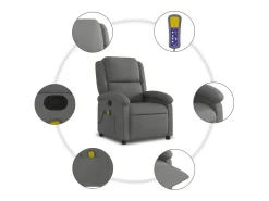 Poltrona de massagens reclinável tecido cinzento-escuro