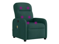 Poltrona de massagens reclinável tecido verde-escuro