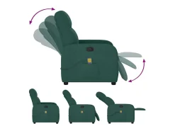 Poltrona de massagens reclinável tecido verde-escuro
