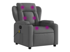 Poltrona de massagens reclinável tecido cinzento-escuro