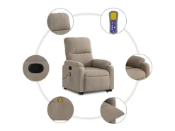 Poltrona de massagens reclinável microfibra cinza-acastanhado
