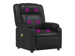 Poltrona de massagens reclinável couro artificial preto