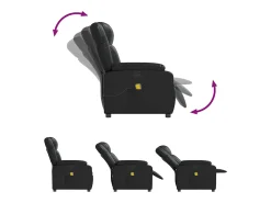 Poltrona de massagens reclinável couro artificial preto