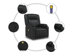 Poltrona de massagens reclinável couro artificial preto