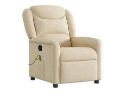 Poltrona de massagens reclinável tecido cor creme