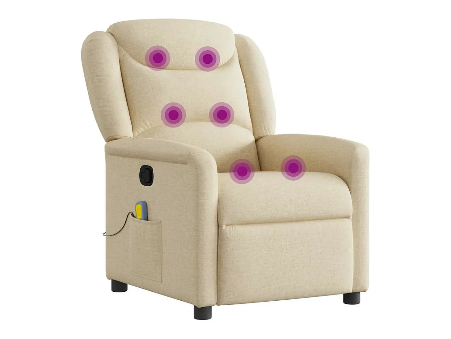 Poltrona de massagens reclinável tecido cor creme