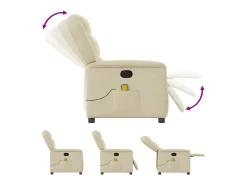 Poltrona de massagens reclinável tecido cor creme