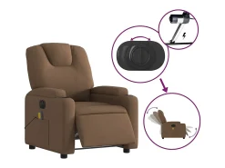 Poltrona de massagens reclinável elétrica tecido castanho