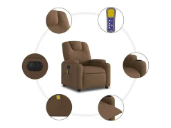 Poltrona de massagens reclinável elétrica tecido castanho
