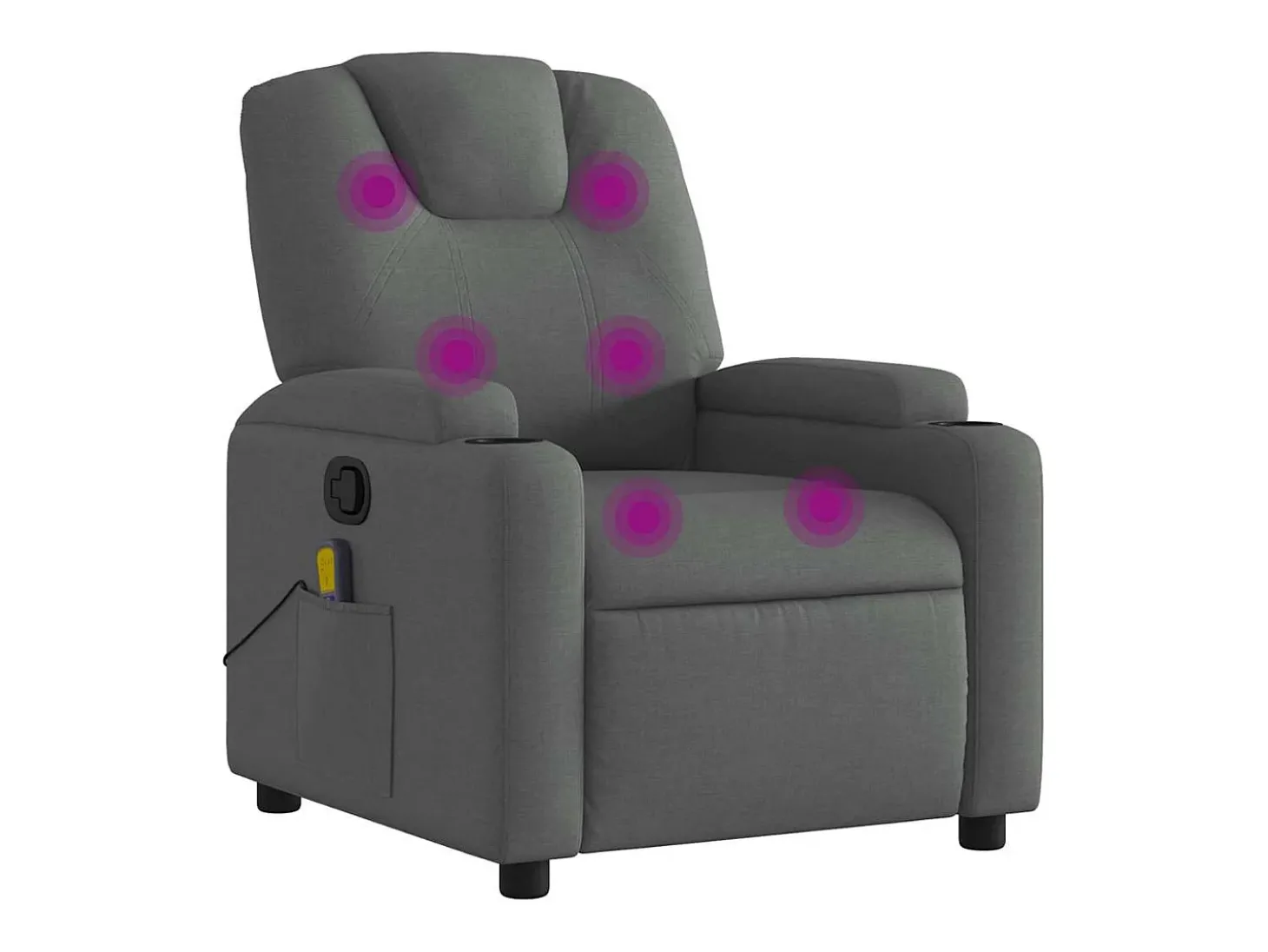 Poltrona de massagens reclinável tecido cinzento-escuro