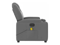 Poltrona de massagens reclinável tecido cinzento-escuro