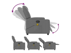 Poltrona de massagens reclinável tecido cinzento-escuro