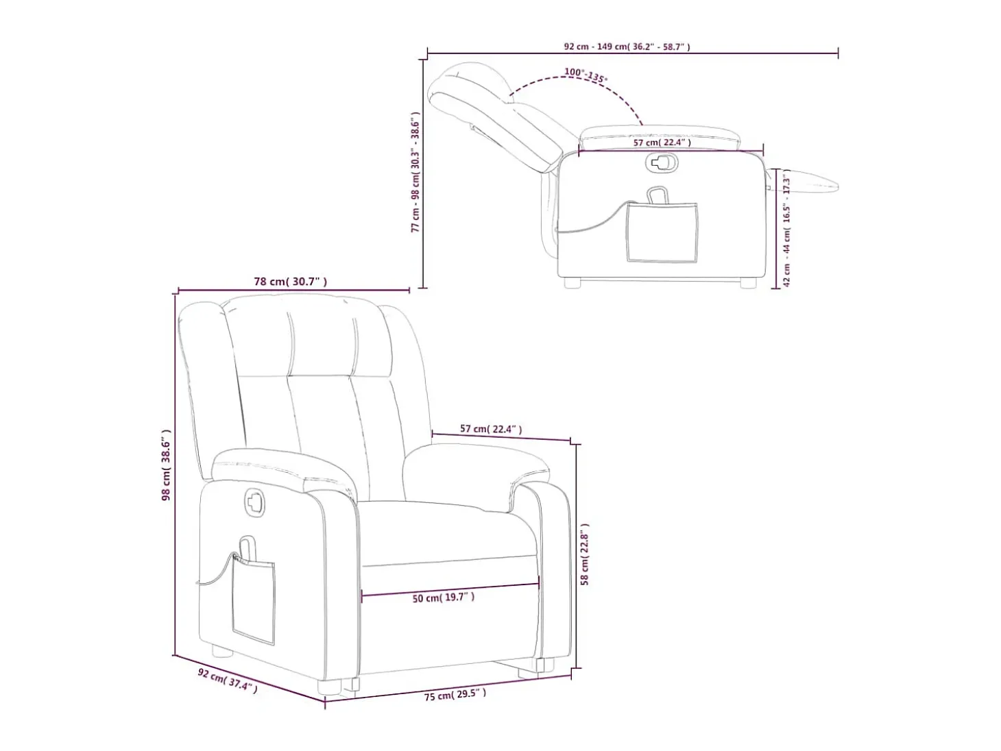 Poltrona de massagens reclin. elevatória tecido vermelho tinto