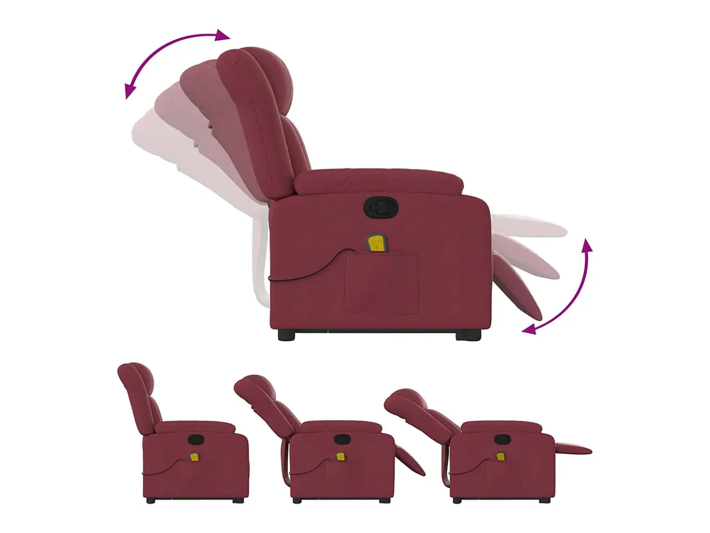 Poltrona de massagens reclin. elevatória tecido vermelho tinto