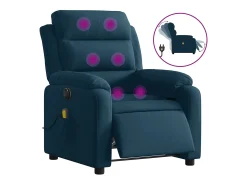 Poltrona de massagens reclinável elétrica veludo azul