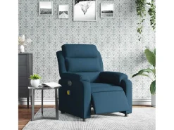 Poltrona de massagens reclinável elétrica veludo azul