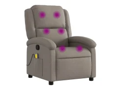 Poltrona de massagens reclinável tecido cinzento-acastanhado