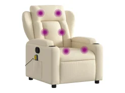 Poltrona de massagens reclinável tecido cor creme