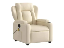 Poltrona de massagens reclinável tecido cor creme