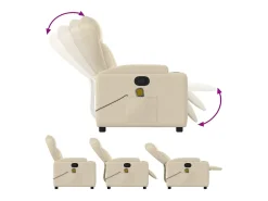 Poltrona de massagens reclinável tecido cor creme