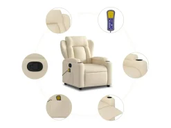 Poltrona de massagens reclinável tecido cor creme