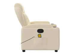 Poltrona de massagens reclinável tecido cor creme