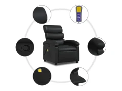 Poltrona de massagens reclinável couro artificial preto