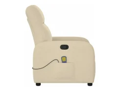 Poltrona de massagens reclinável tecido cor creme
