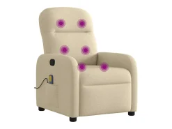 Poltrona de massagens reclinável tecido cor creme