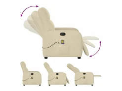 Poltrona de massagens reclinável tecido cor creme