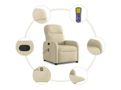 Poltrona de massagens reclinável tecido cor creme
