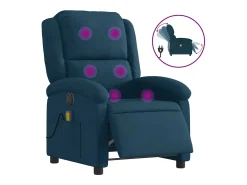Poltrona de massagens reclinável elétrica veludo azul