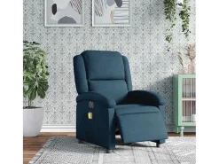 Poltrona de massagens reclinável elétrica veludo azul