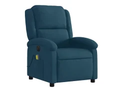 Poltrona de massagens reclinável elétrica veludo azul