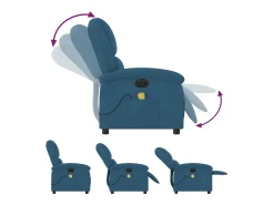 Poltrona de massagens reclinável elétrica veludo azul