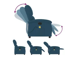 Poltrona de massagens reclinável elétrica veludo azul
