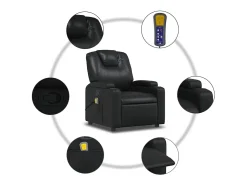 Poltrona de massagens reclinável couro artificial preto