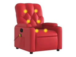 Poltrona de massagens reclinável couro artificial vermelho