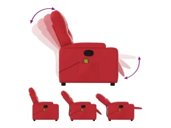 Poltrona de massagens reclinável couro artificial vermelho