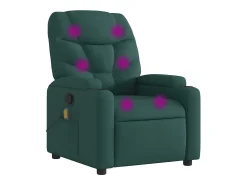 Poltrona de massagens reclinável tecido verde-escuro