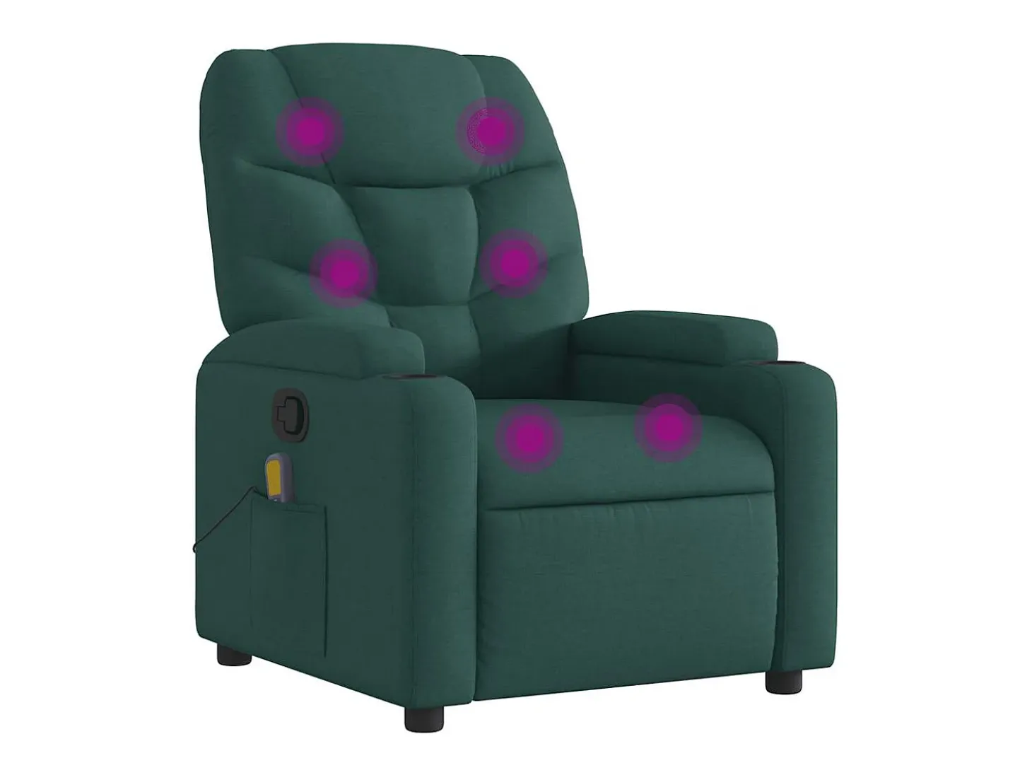 Poltrona de massagens reclinável tecido verde-escuro